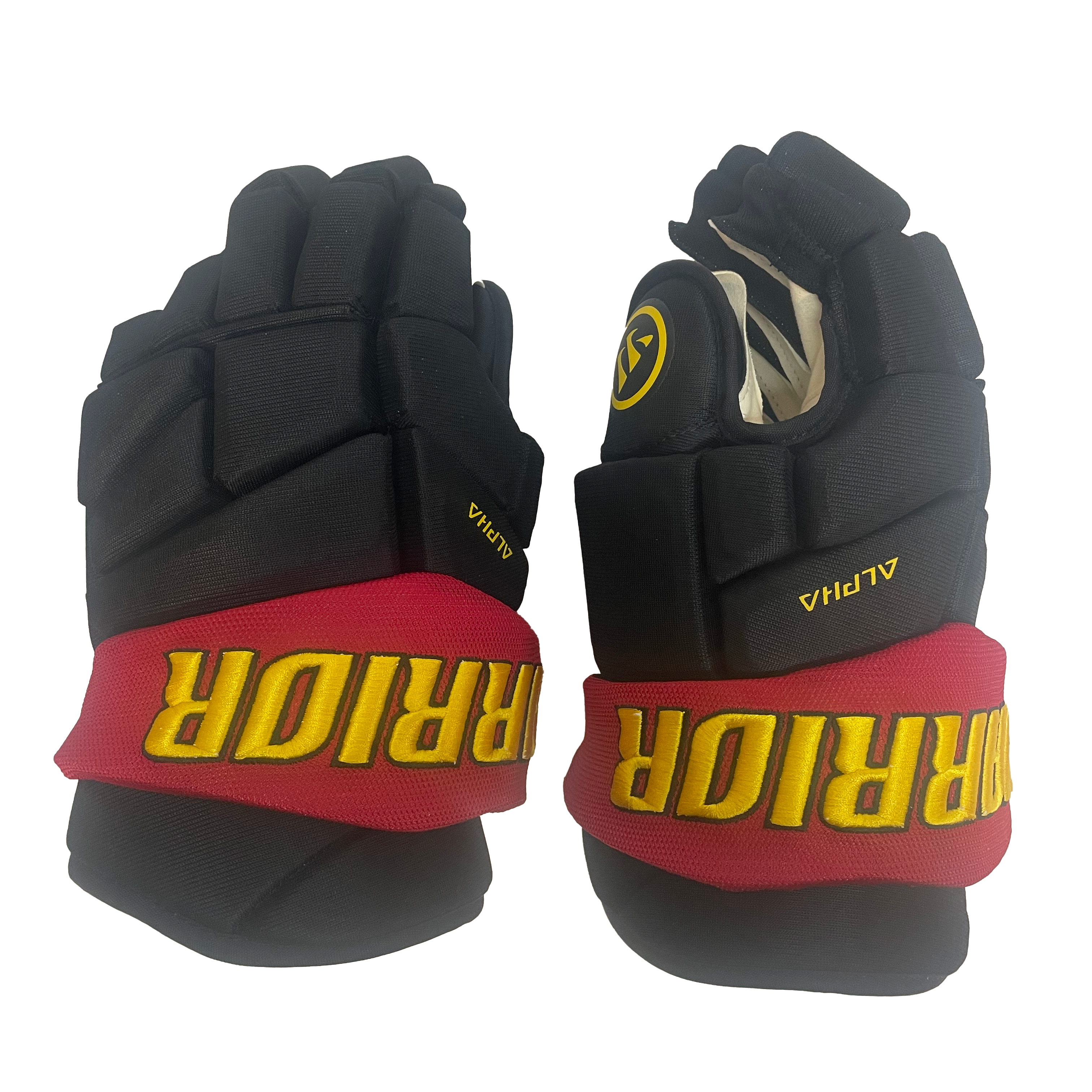 Gants de hockey Warrior Alpha Pro (noir/rouge/jaune)
